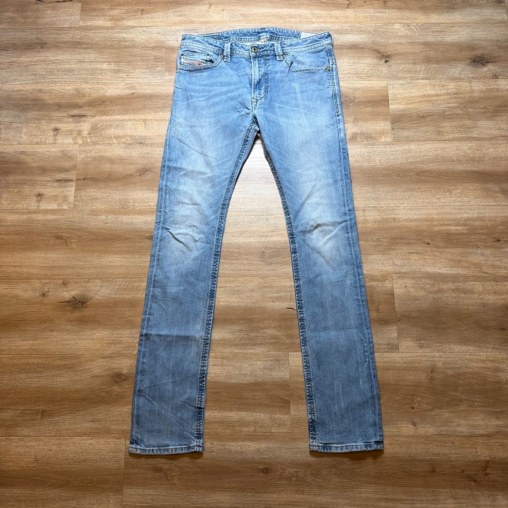 Diesel Thavar Jeans Men 31x32 Light Blue Slim Skinny Stretch Distressed 0832S